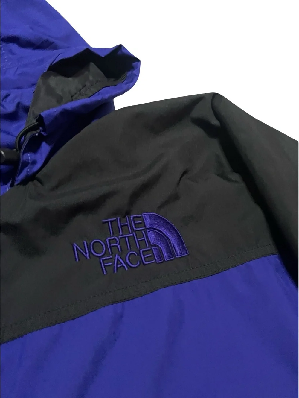 Vintage 90s The North Face Rain Jacket Mens Size L Blue Full Zip Hooded Stow